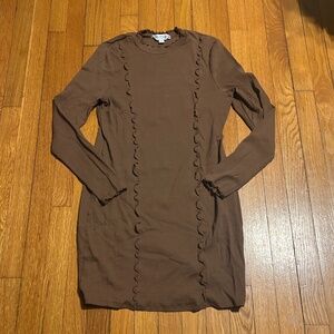 Miss Selfridge Ribbed Brown Mini Dress Womens 14